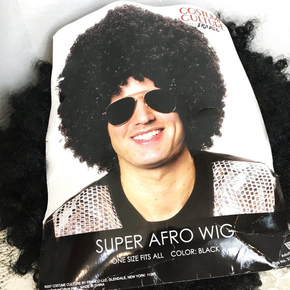 70's Afro Super Wig Costume Culture Franco Black NWT - Picture 1 of 11